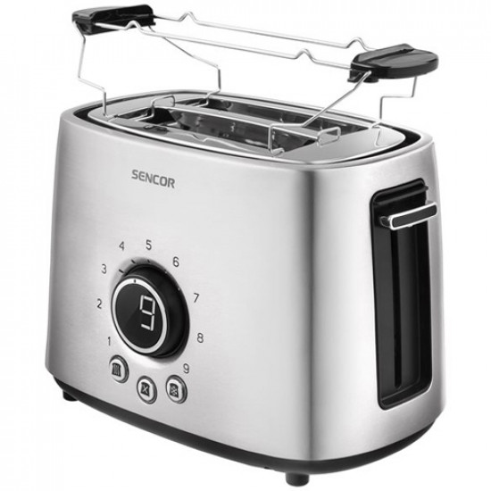 ტოსტერი Sencor STS 5050SS Toaster ტოსტერი ძირითადი მახასიათებლები: სიმძლავრე: 1000 Wტოსტების რაოდენობა: 2დაბრაწვის დონეების რაოდენობა: 9ფუნქციიური მახასიათებლები:ავტომატური ამოწევა დასრულების შემდეგავტომატური ცენტრირებანამცეცების მარტივი მოცილებაგაცურების საწინააღმდეგო ფეხებისადენის სათავსოფიზ ტოსტერი Sencor STS 5050SS Toaster