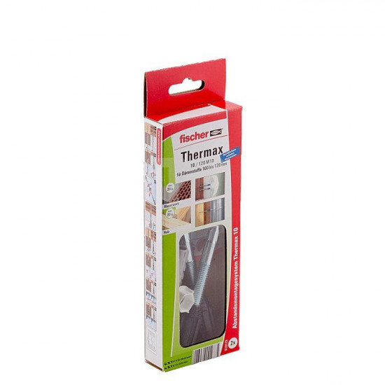 სამონტაჟო დიუბელი Fischer Thermax 10/120 M10 2 ც. ხელსაწყოები, სამაგრები სამონტაჟო სისტემა Fischer Thermax ამაგრებს მსუბუქ ტვირთებს, როგორებიცაა სანათები, საფოსტო ყუთები ან მეხამრიდები ბეტონში, აირბეტონში და აგურის კონსტრუქციებში. სამონტაჟო დიუბელი Fischer Thermax 10-120 M10 2 ც.