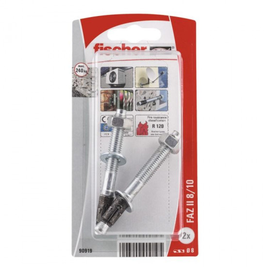 ანკერი Fischer FAZ II K NV 8/10 2 ც. ხელსაწყოები, სამაგრები ანკერული ბოლტი Fischer FAZ II გამოიყენება მძიმე ნივთების ბეტონზე დასამაგრებლად. ანკერი Fischer FAZ II K NV 8-10 2 ც.
