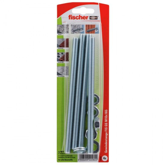ღერო ხრახნიანი Fischer FIS GS M8x110 K 4 ც 503790 ხელსაწყოები, სამაგრები ეს არის ღერო ხრახნიანი, რომელიც გამოიყენება სანტექნიკური მოწყობილობების დასამაგრებლად ხის, ბეტონის, აგურის და ქვის ზედაპირებზე. ღერო ხრახნიანი Fischer FIS GS M8x110 K 4 ც 503790