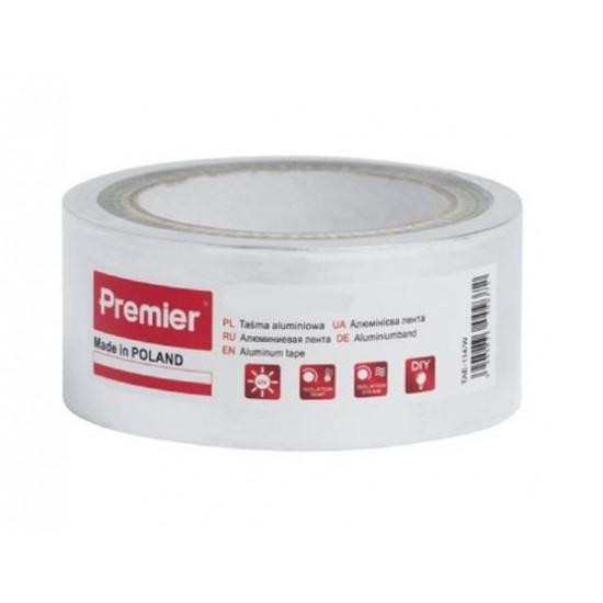 ალუმინის წებოვანი ლენტი Premier TAE-15C/W 50 მმ x 25 მ ხელსაწყოები, სამშენებლო მოწყობილობები Premier TAE-15C/W განკუთვნილია გასათბობი და სავენტილაციო სისტემებისთვის, ორთქლის და სითბოს იზოლაციისთვის. ალუმინის წებოვანი ლენტი Premier TAE-15C-W 50 მმ x 25 მ