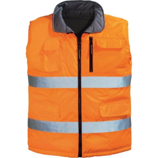 ჟილეტი დათბილული ორმხრივი Coverguard 7HWGO XL ნარინჯისფერი ხელსაწყოები, სპეცტანსაცმელი ჟილეტი დათბილული ორმხრივი Coverguard 7HWGO XL ნარინჯისფერი ჟილეტს აქვს ორი შუქამრეკლი უსაფრთხოების ზოლი, რომლის მეშვეობითაც მარტივდება თქვენი დანახვა დღის ბნელ მონაკვეთში. ჟილეტი დათბილული ორმხრივი Coverguard 7HWGO XL ნარინჯისფერი