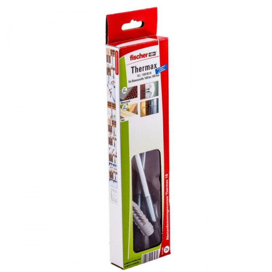 სამონტაჟო დიუბელი Fischer Thermax 10/180 M10 2 ც. ხელსაწყოები, სამაგრები სამონტაჟო სისტემა Fischer Thermax ამაგრებს მსუბუქ ტვირთებს, როგორებიცაა სანათები, საფოსტო ყუთები ან მეხამრიდები ბეტონში, აირბეტონში და აგურის კონსტრუქციებში. სამონტაჟო დიუბელი Fischer Thermax 10-180 M10 2 ც.
