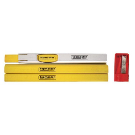სამშენებლო ფანქრების ნაკრები Topmaster 549938 7 pcs ხელსაწყოები, ხელის ინსტრუმენტები სამშენებლო ფანქრების ნაკრები Topmaster 549938 7 pcs ტექნიკური მახასიათებლები:• მწარმოებელი: Topmaster კომპლექტაცია:• ფანქარი 7 ც• ფანქრის დამჭერი• სათლელი სამშენებლო ფანქრების ნაკრები Topmaster 549938 7 pcs