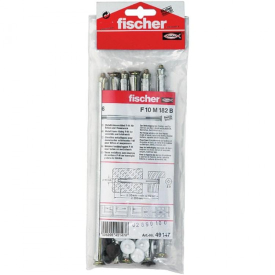 ჩარჩოს დიუბელი Fischer F10M 182 B 6 ც. ხელსაწყოები, სამაგრები მეტალის ჩარჩოს დიუბელი Fischer F10M არის სპეციალური სამაგრი კარის და ფანჯრის ჩარჩოების უპრობლემო მონტაჟისთვის. ჩარჩოს დიუბელი Fischer F10M 182 B 6 ც.