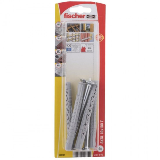 დიუბელი თვითმჭრელით Fischer SXRL 10x100 T 4ც 536191 ხელსაწყოები, სამაგრები გამოიყენება ზემტკიცე სამაგრის შესაქმნელად ჩამოსაკიდი ელემენტებისთვის. დიუბელი თვითმჭრელით Fischer SXRL 10x100 T 4ც 536191