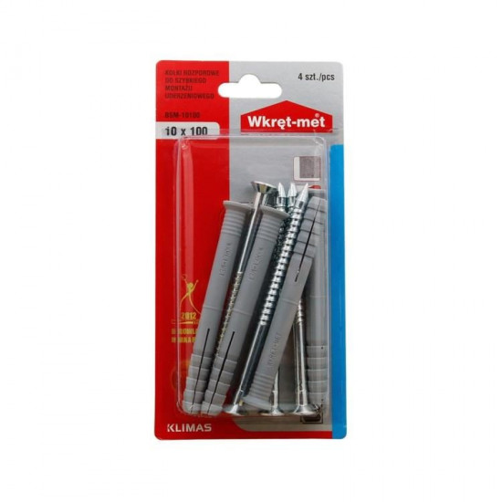 დიუბელი სჭვალით Wkret-met BSM-10100 10x100 მმ 4 ც ხელსაწყოები, სამაგრები Wkret-met BSM-10100 გამოიყენება მსუბუქი კონსტრუქციების მონტაჟისთვის. დიუბელი სჭვალით Wkret-met BSM-10100 10x100 მმ 4 ც