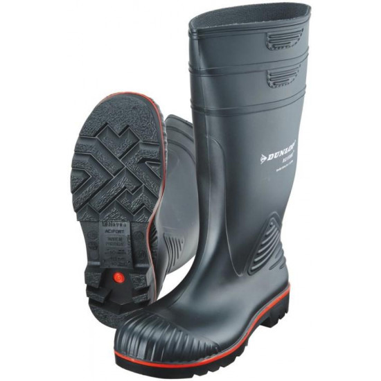 ჩექმები რეზინის ქიმიური Dunlop 9ACSA 45 შავი ხელსაწყოები, სპეცტანსაცმელი ტექნიკური მახასიათებლები:• მწარმოებელი: Dunlop • მოდელი: Acifort S5 ფიზიკური პარამეტრები:• მასალა: PVC• დაცვის ხარისხი: S5• ზომა: 45 • ფერი: შავი ჩექმები რეზინის ქიმიური Dunlop 9ACSA 45 შავი