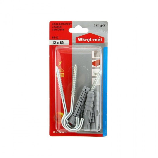დიუბელი რკალით Wkret-met BS-12 12x60/97 მმ 3 ც ხელსაწყოები, სამაგრები Wkret-met BS-12 გამოიყენება ავეჯის თაროს, ნახატის, კარნიზის, კედლის სანათის დასამაგრებლად. დიუბელი რკალით Wkret-met BS-12 12x60-97 მმ 3 ც