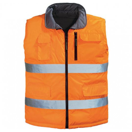 ჟილეტი დათბილული ორმხრივი Coverguard 7HWGO XXL ნარინჯისფერი ხელსაწყოები, სპეცტანსაცმელი ჟილეტს აქვს ორი შუქამრეკლი უსაფრთხოების ზოლი, რომლის მეშვეობითაც მარტივდება თქვენი დანახვა დღის ბნელ მონაკვეთში. ჟილეტი დათბილული ორმხრივი Coverguard 7HWGO XXL ნარინჯისფერი