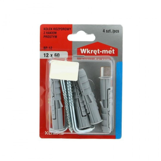 დიუბელი კავით 90° Wkret-met BP-12 12x60/75 მმ 4 ც ხელსაწყოები, სამაგრები Wkret-met BP-12 გამოიყენება ავეჯის თაროს, ნახატის, კარნიზის, კედლის სანათის დასამაგრებლად. დიუბელი კავით 90° Wkret-met BP-12 12x60-75 მმ 4 ც