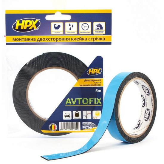ლენტი ავტომობილის ორმხრივი HPX Avtofix DSA1205 5Mx12MM ხელსაწყოები, სამშენებლო მოწყობილობები ლენტი ავტომობილის ორმხრივი HPX Avtofix DSA1205 5Mx12MM ეს არის სამონტაჟო ლენტი, რომელიც გამოირჩევა მაღალი ადჰეზიით სხვადასხვა მასალის მიმართ. ლენტი ავტომობილის ორმხრივი HPX Avtofix DSA1205 5Mx12MM