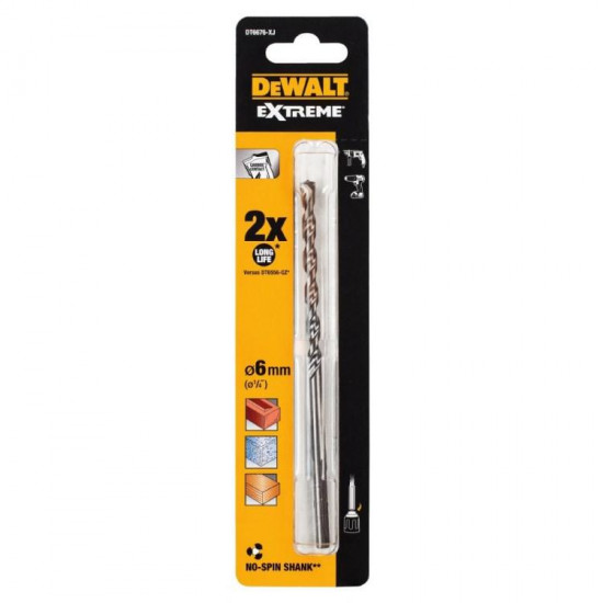 ბურღი ბეტონის DeWalt EXTREME DT6676-XJ 6x150 მმ ხელსაწყოები, ინსტრუმენტების მასალები ტექნიკური მახასიათებლები:• მწარმოებელი: DeWalt• სიგრძე: 150 მმ• დიამეტრი: 6 მმ• სამაგრი: 3 წახნაგოვანი ბურღი ბეტონის DeWalt EXTREME DT6676-XJ 6x150 მმ