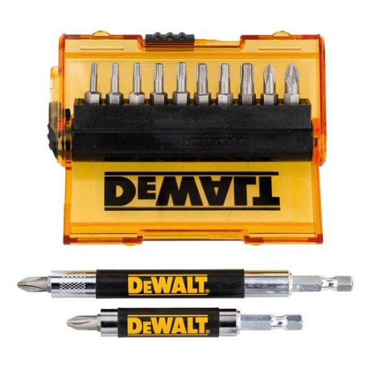 ბიტების ნაკრები DeWalt DT71570-QZ 14 ც ხელსაწყოები, ინსტრუმენტების მასალები DeWalt DT71570-QZ არის სხვადასხვა ზომის ბიტების ნაკრები, კომპლექტაციაში მოყვება ქეისი, რაც უზრუნველყოფს მარტივ ტრანსპორტირებას და შენახვას. ბიტების ნაკრები DeWalt DT71570-QZ 14 ც