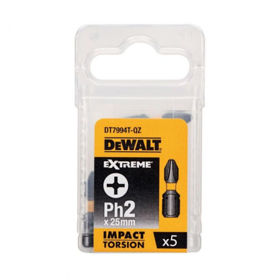 ბიტა დარტყმითი DeWalt DT7994T-QZ PH2 25 მმ 5 ც ხელსაწყოები, ინსტრუმენტების მასალები ტექნიკური მახასიათებლები:• მწარმოებელი: DeWalt• ბიტის ტიპი: PH2 კომპლექტაცია:• ბიტა დარტყმითი DeWalt DT7994T-QZ PH2 25 მმ 5 ც ფიზიკური პარამეტრები: • სიგრძე: 25 მმ ბიტა დარტყმითი DeWalt DT7994T-QZ PH2 25 მმ 5 ც