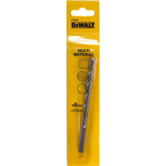ბურღი უნივერსალური DeWalt Multimaterial DT6522-QZ 8x104/134 მმ ხელსაწყოები, ინსტრუმენტების მასალები ტექნიკური მახასიათებლები: • მწარმოებელი: DeWalt • საერთო სიგრძე: 134 მმ • სამუშაო სიგრძე: 104 მმ • დიამეტრი: 8 მმ ბურღი უნივერსალური DeWalt Multimaterial DT6522-QZ 8x104-134 მმ