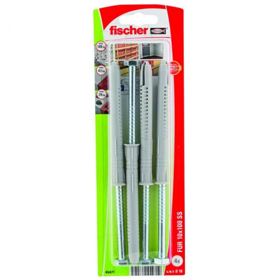 ჩარჩოს დიუბელი Fischer FUR SS 10x100 4 ც. ხელსაწყოები, სამაგრები მეტალის ჩარჩოს დიუბელი Fischer FUR SS არის სპეციალური სამაგრი კარის და ფანჯრის ჩარჩოების უპრობლემო მონტაჟისთვის. ჩარჩოს დიუბელი Fischer FUR SS 10x100 4 ც.