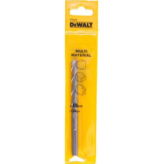 ბურღი უნივერსალური DeWalt Multimaterial DT6524-QZ 10x104/134 მმ ხელსაწყოები, ინსტრუმენტების მასალები ტექნიკური მახასიათებლები: • მწარმოებელი: DeWalt • საერთო სიგრძე: 134 მმ • სამუშაო სიგრძე: 104 მმ • დიამეტრი: 10 მმ ბურღი უნივერსალური DeWalt Multimaterial DT6524-QZ 10x104-134 მმ