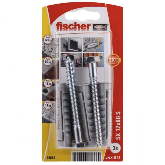 დიუბელი სჭვალით ექვსწახნაგა თავაკით Fischer SX12x60 S 3 ც 90896 ხელსაწყოები, სამაგრები გამოიყენება ზემტკიცე სამაგრის შესაქმნელად ჩამოსაკიდი ელემენტებისთვის. დიუბელი სჭვალით ექვსწახნაგა თავაკით Fischer SX12x60 S 3 ც 90896