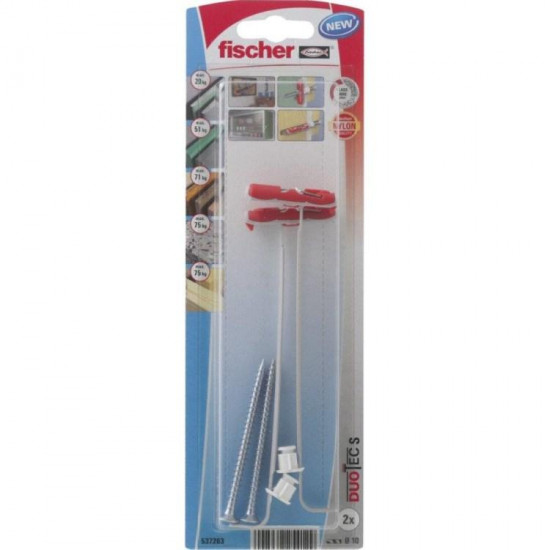 სამაგრი თაბაშირ-მუყაოსთვის Fischer Duotec 10 S 2 ც 537263 ხელსაწყოები, სამაგრები გამოიყენება ზემტკიცე სამაგრის შესაქმნელად ჩამოსაკიდი ელემენტებისთვის. სამაგრი თაბაშირ-მუყაოსთვის Fischer Duotec 10 S 2 ც 537263