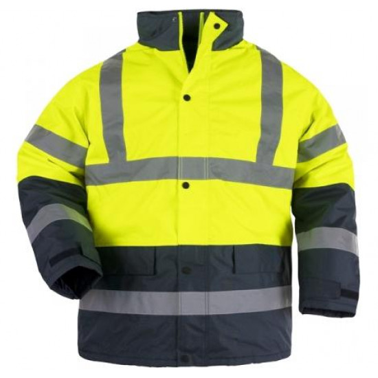 ქურთუკი შუქამრეკლით Coverguard Roadway 7ROAY L ყვითელი/მუქი ლურჯი ხელსაწყოები, სპეცტანსაცმელი ტექნიკური მახასიათებლები:• მწარმოებელი: Coverguard დამატებითი მახასიათებლები:• ელვა სარქველით• დამალული კაპიუშონი• შუქამრეკლი ზოლები• 2 გვერდითი ჯიბე• 1 შიდა ჯიბე ფიზიკური პარამეტრები:• გარე მასალა: 300D წ ქურთუკი შუქამრეკლით Coverguard Roadway 7ROAY L ყვითელი-მუქი ლურჯი