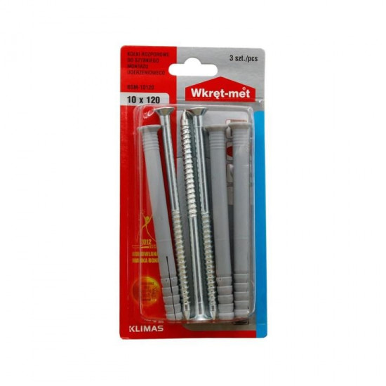 დიუბელი სჭვალით Wkret-met BSM-10120 10x120 მმ 3 ც ხელსაწყოები, სამაგრები Wkret-met BSM-10120 გამოიყენება მსუბუქი კონსტრუქციების მონტაჟისთვის. დიუბელი სჭვალით Wkret-met BSM-10120 10x120 მმ 3 ც