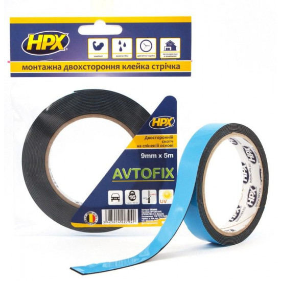 ლენტი ავტომობილის ორმხრივი HPX Avtofix DSA0905 5Mx9MM ხელსაწყოები, სამშენებლო მოწყობილობები ლენტი ავტომობილის ორმხრივი HPX Avtofix DSA0905 5Mx9MM ეს არის სამონტაჟო ლენტი, რომელიც გამოირჩევა მაღალი ადჰეზიით სხვადასხვა მასალის მიმართ. ლენტი ავტომობილის ორმხრივი HPX Avtofix DSA0905 5Mx9MM
