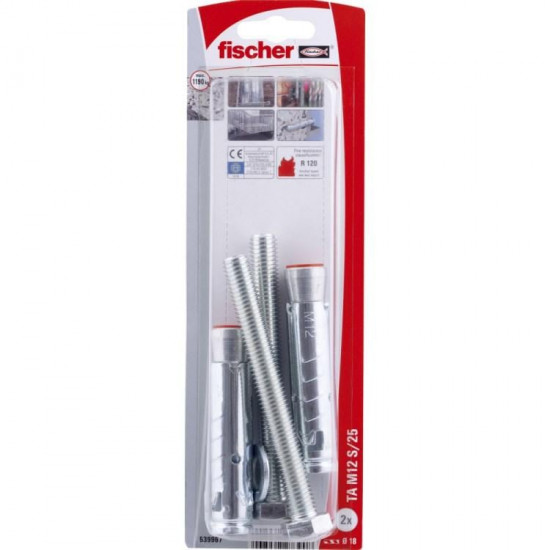 ანკერი Fischer TA K NV M12/S25 2 ც. ხელსაწყოები, სამაგრები მაღალი გამძლეობის მქონე ანკერი Fischer TA M-S, რომელსაც გააჩნია შიდა ხრახნი, პირველადი დამაგრებისთვის. ანკერი Fischer TA K NV M12-S25 2 ც.