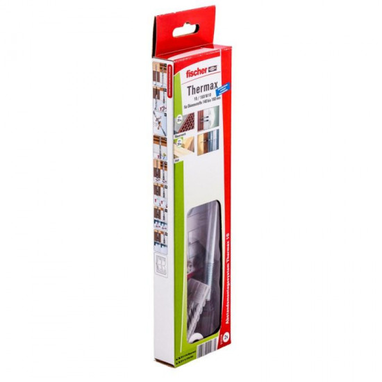 სამონტაჟო დიუბელი Fischer Thermax 10/160 M10 2 ც. ხელსაწყოები, სამაგრები სამონტაჟო სისტემა Fischer Thermax ამაგრებს მსუბუქ ტვირთებს, როგორებიცაა სანათები, საფოსტო ყუთები ან მეხამრიდები ბეტონში, აირბეტონში და აგურის კონსტრუქციებში. სამონტაჟო დიუბელი Fischer Thermax 10-160 M10 2 ც.