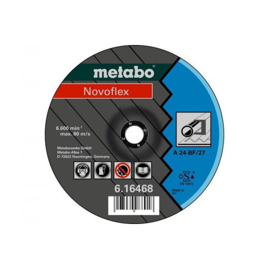 სახეხი რგოლი Metabo NOVOFLEX 125x6x22.23 მმ (616462000) ხელსაწყოები, ბაღის ინსტრუმენტები Metabo NOVOFLEX - უნივერსალური გამოყენებისთვის ლითონის დასამუშავებლად. სახეხი რგოლი Metabo NOVOFLEX 125x6x22.23 მმ (616462000)