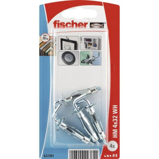 ანკერი Fischer HM-WH K NV 5x37 4 ც. ხელსაწყოები, სამაგრები მეტალის ანკერი Fischer HM-H ეს არის უნივერსალური სამაგრი კუთხოვანი ღრმულის მქონე ხრახნებისთვის, ყველა პანელური სამშენებლო მასალისთვის. ანკერი Fischer HM-WH K NV 5x37 4 ც.