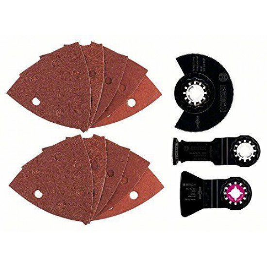 ხერხების ნაკრები Bosch ALL in One PMF Acc Set ხელსაწყოები, ინსტრუმენტების მასალები ხერხების ნაკრები Bosch ALL in One PMF Acc Set ტექნიკური მახასიათებლები:• მწარმოებელი: Bosch კომპლექტაცია: • 1 x ACZ 85 EB BIM Blade• 1 x AIZ 32 APB BIM • 1 x ATZ 52 SPC HCS• 10 x Sander Plate 93 mm • 2x60 mm• 2x80 mm ხერხების ნაკრები Bosch ALL in One PMF Acc Set