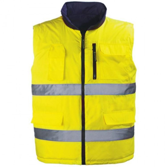 ჟილეტი დათბილული ორმხრივი Coverguard 7HWGY XXL ყვითელი ხელსაწყოები, სპეცტანსაცმელი ჟილეტი დათბილული ორმხრივი Coverguard 7HWGY XXL ყვითელი ჟილეტს აქვს ორი შუქამრეკლი უსაფრთხოების ზოლი, რომლის მეშვეობითაც მარტივდება თქვენი დანახვა დღის ბნელ მონაკვეთში. ჟილეტი დათბილული ორმხრივი Coverguard 7HWGY XXL ყვითელი