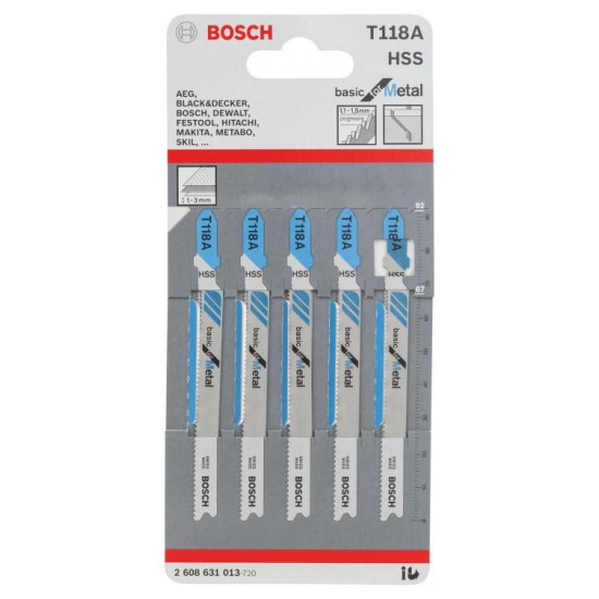 პირი ბეწვახერხის 5ც BOSCH T118 ხელსაწყოები, ინსტრუმენტების მასალები პირი ბეწვახერხის 5 ც BOSCH T118 ეს არის გამძლე ბეწვახერხის პირი, რომელიც გამოიყენება ხის დასამუშავებლად. პირი ბეწვახერხის 5ც BOSCH T118