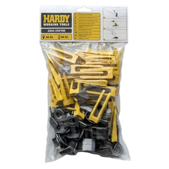 კლიფსი კაფელის 50 ც + სოლი კაფელის 50 ც Hardy 2042-240100 ხელსაწყოები, ხელის ინსტრუმენტები კლიფსი კაფელის 50 ც + სოლი კაფელის 50 ც Hardy 2042-240100 კლიფსები და სოლები გამოიყენება ფილების გასასწორებლად. კლიფსი კაფელის 50 ც plus სოლი კაფელის 50 ც Hardy 2042-240100