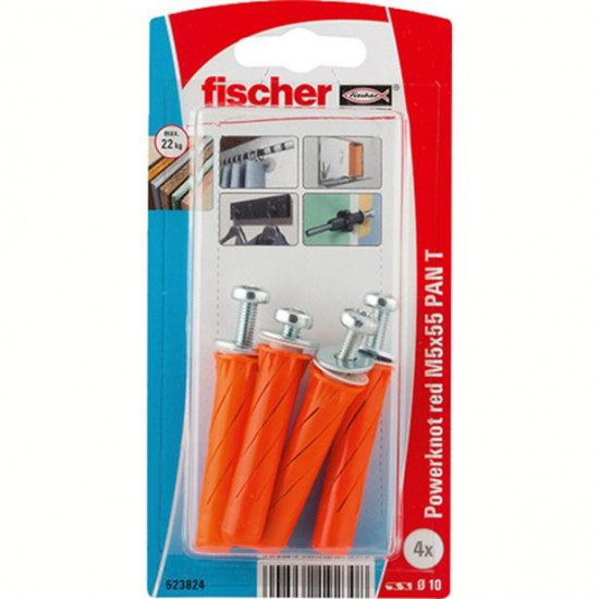 დიუბელი Fischer Powerknot M5x55 PAN T K 4 ც 523824 ხელსაწყოები, სამაგრები გამოიყენება ზემტკიცე სამაგრის შესაქმნელად ჩამოსაკიდი ელემენტებისთვის. დიუბელი Fischer Powerknot M5x55 PAN T K 4 ც 523824