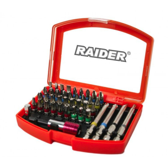 ბიტების ნაკრები Raider 158902 42 ც ხელსაწყოები, ინსტრუმენტების მასალები Raider 158902 არის სხვადასხვა ზომის ბიტების ნაკრები, კომპლექტაციაში მოყვება ქეისი, რაც უზრუნველყოფს მარტივ ტრანსპორტირებას და შენახვას. ბიტების ნაკრები Raider 158902 42 ც