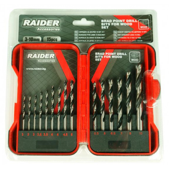 ნაკრები ბურღების ხისთვის Raider 157791 3-10 მმ 15 ც ხელსაწყოები, ინსტრუმენტების მასალები ნაკრები ბურღების ხისთვის Raider 157791 3-10 მმ 15 ც ტექნიკური მახასიათებლები:• მწარმოებელი: Raider• ზომა: 3x3, 2x3. ნაკრები ბურღების ხისთვის Raider 157791 3-10 მმ 15 ც