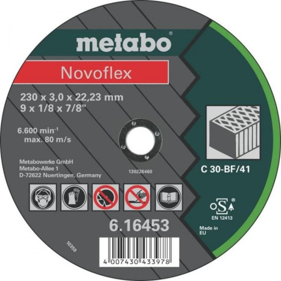 საჭრელი დისკი Metabo Novoflex 230х3,0მმ პირდ. Metabo ხელსაწყოები, ინსტრუმენტების მასალები საჭრელი დისკი Metabo Novoflex 230х3,0 მმ პირდ. საჭრელი დისკი Metabo Novoflex 230х3,0მმ პირდ. Metabo