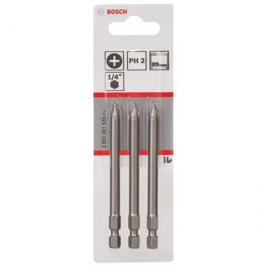 ბიტების ნაკრები Bosch 2607001535 PH2 89 მმ 3 ც ხელსაწყოები, ინსტრუმენტების მასალები Bosch 2607001535 არის ბიტების ნაკრები, რომელიც განკუთვნილია სამაგრი ელემენტების მონტაჟისთვის და დემონტაჟისთვის. ბიტების ნაკრები Bosch 2607001535 PH2 89 მმ 3 ც