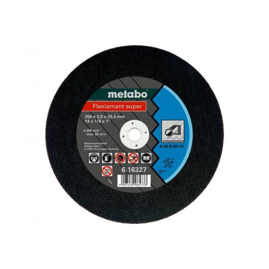 საჭრელი დისკი Metabo Flexiamant 350x3,0x25,4მმ ხელსაწყოები, ინსტრუმენტების მასალები საჭრელი დისკი Metabo Flexiamant 350x3,0x25,4 მმ ტექნიკური მახასიათებლები:• მწარმოებელი: Metabo • დიამეტრი: 350x3,0x25,4 მმ საჭრელი დისკი Metabo Flexiamant 350x3,0x25,4მმ