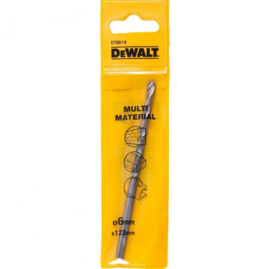 ბურღი უნივერსალური DeWalt Multimaterial DT6519-QZ 6x93/123 მმ ხელსაწყოები, ინსტრუმენტების მასალები ტექნიკური მახასიათებლები: • მწარმოებელი: DeWalt • საერთო სიგრძე: 123 მმ • სამუშაო სიგრძე: 93 მმ • დიამეტრი: 6 მმ ბურღი უნივერსალური DeWalt Multimaterial DT6519-QZ 6x93-123 მმ