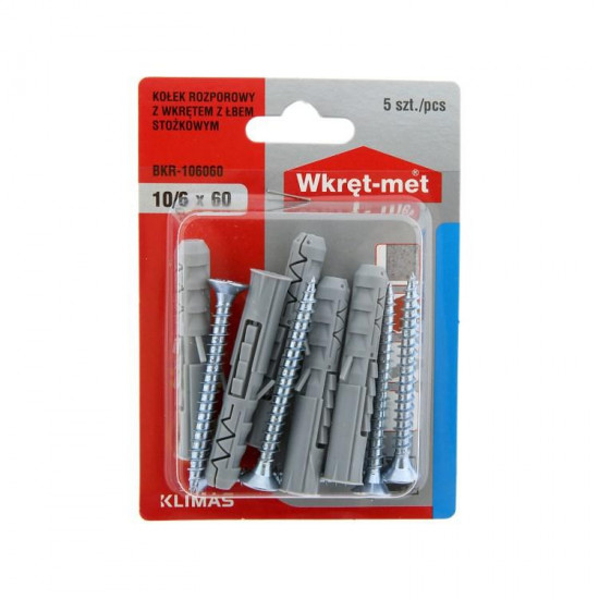 დიუბელი სჭვალით Wkret-met BKR-106060 10x60 მმ 5 ც ხელსაწყოები, სამაგრები Wkret-met BKR-106060 გამოიყენება მქუბუქი სამშენებლო ელემენტების დასამაგრებლად. დიუბელი სჭვალით Wkret-met BKR-106060 10x60 მმ 5 ც